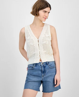 And Now This Women's Lace-Trim Button-Front Sweater Vest
