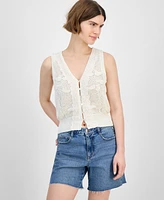 And Now This Women's Lace-Trim Button-Front Sweater Vest