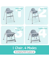 Costway Toddler 4-in-1 Convertible High Chair Feeding with Removable Double Tray& Footrest