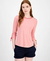 Tommy Hilfiger Women's Striped Ruched-Sleeve Top