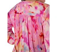 Liverpool Los Angeles Plus Printed Long-Sleeve Blouse