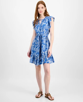 Tommy Hilfiger Women's Paisley-Print Flutter-Sleeve Dress