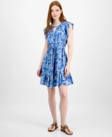 Tommy Hilfiger Women's Paisley-Print Flutter-Sleeve Dress