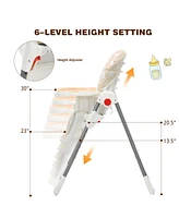 Costway Toddler Folding High Chair Dining Chair w/ 6-Level Height Adjustment
