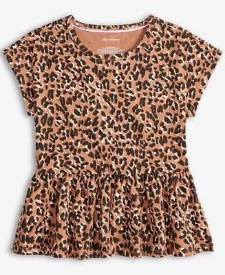 Epic Threads Little & Big Girls Leopard-Print Peplum Top, Exclusively at Macy's
