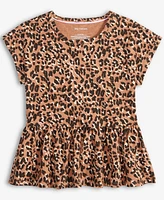 Epic Threads Little & Big Girls Leopard-Print Peplum Top, Exclusively at Macy's