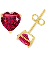 2-Pc. Set Lab Grown Ruby Heart Pendant Necklace & Matching Stud Earrings (1-3/4 ct. t.w.) in 14k Gold-Plated Sterling Silver