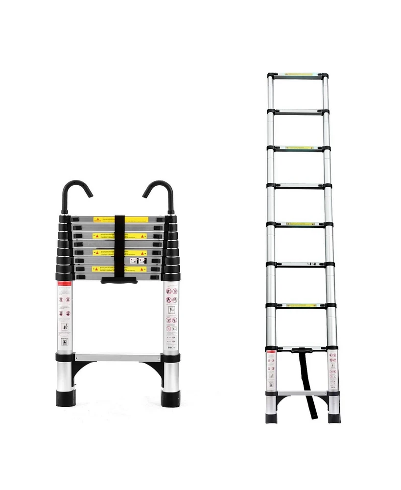 8.5 ft. Reach Aluminum Alloy Multi-Purpose Folding Telescopic Ladder Step Stool Ladder
