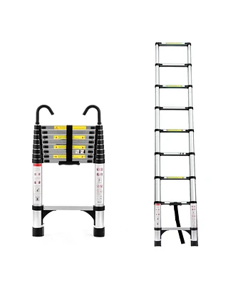8.5 ft. Reach Aluminum Alloy Multi-Purpose Folding Telescopic Ladder Step Stool Ladder