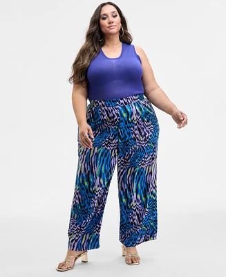 Nina Parker Trendy Plus Printed Wide-Leg Pants