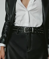 Good American Women's Wide Studded Faux-Leather Western Belt