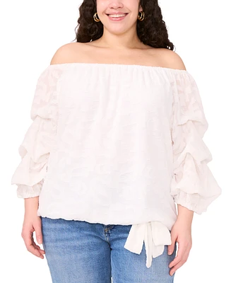 Vince Camuto Plus Off-The-Shoulder Bubble-Sleeve Top