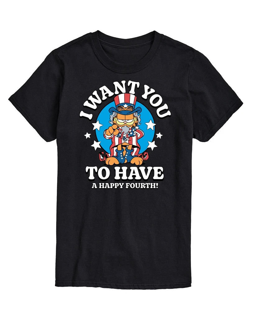 Airwaves Men's Garfield Want You to Have a Happy Fourth Short Sleeve T-Shirt