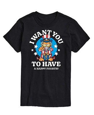 Airwaves Men's Garfield Want You to Have a Happy Fourth Short Sleeve T-Shirt