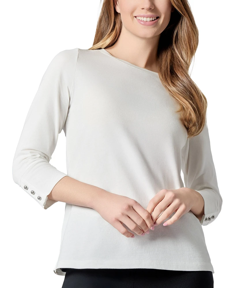 Kasper Women's Scoop-Neck 3/4-Sleeve Blouse