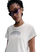 Nike Sportswear Women's Cotton Embroidered-Logo T-Shirt