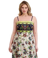 Siena Plus Square-Neck Border-Print Maxi Dress