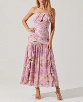 Astr the Label Women's Estefany Floral-Print Strapless Maxi Dress