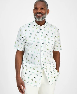 Club Room Men's Short Sleeve Seashell Print Button-Down Shirt, Exclusively at Macy's