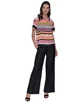Karl Lagerfeld Paris Women's Conversational Striped Camp Shirt