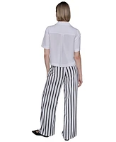 Karl Lagerfeld Paris Women's Cropped Short-Sleeve Shirt