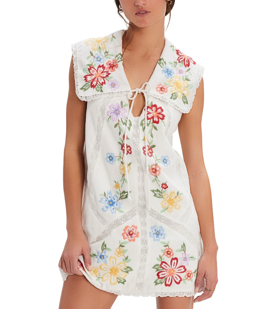 Free People Women's Willow Embroidered Cotton Mini Dress