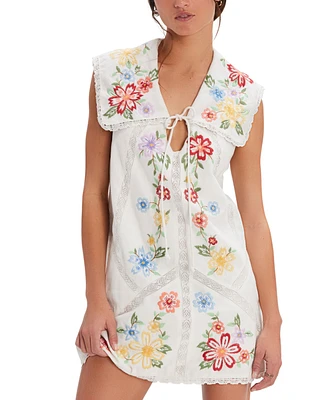 Free People Women's Willow Embroidered Cotton Mini Dress