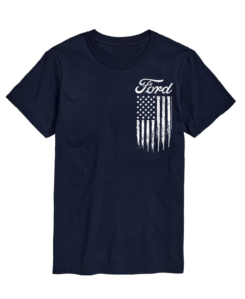 Airwaves Men's Ford Logo Flag American Short Sleeve T-Shirt