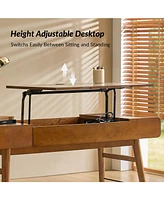 Mid-century Modern Morris 60" Desk with Height Adjustable Desktop and Cable Management
