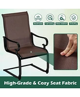 Set of 2 Patio Chairs C-Spring Motion with Quick-drying & Breathable Fabric