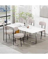 Dyhome Dining Chairs Set of 2, Kitchen Room Chairs, Mid Century Modern Upholstered Boucle