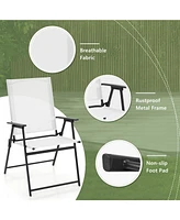 2 Pieces Patio Folding Chairs with Armrests for Deck Garden Yard