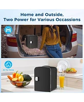 Cowsar Compact Refrigerator, Portable Mini Fridge, Skin Care 4L Capacity/6 Cans, for Bedroom, Car, Office & Dorm, Small Cooler for Cosmetics, Beverage