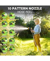 Silvel Retractable Garden Hose Reel, 1/2 x 110 ft Wall Mounted with 10 Pattern Nozzle, Any Length Lock, Slow Return System, 180&#