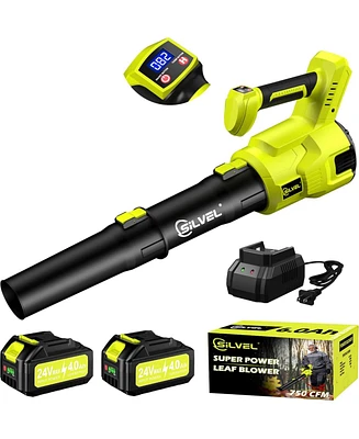 Silvel Leaf Blower Cordless, 750CFM/250MPH, 2 x 24V 4.0Ah Battery Powered Brush Leaf Blower, Variable Speed Snow Blower for Lawn, Yard, Garage