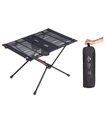 Naturehike Ultralight Camping Table, Portable Backpacking Table with Carry Bag & Cup Holder, Folding Mesh Camp Table for Camping Picnic Beach Fishing