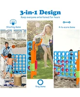 Gymax 2.5Ft 4-to-Score Giant Game Set Basketball Hoop Ring Game Indoor & Outdoor