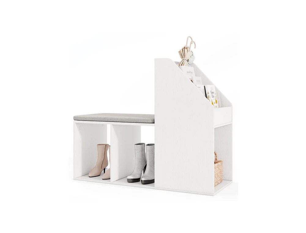 Shoe Bench with 6 Storage Compartments – Removable Seat Pad for Comfort and Entryway Organization