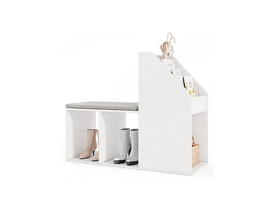 Shoe Bench with 6 Storage Compartments – Removable Seat Pad for Comfort and Entryway Organization