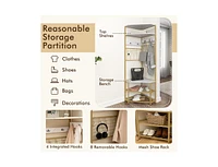 Corner Hall Tree with 5-Tier Shelves and Shoe Bench for Entryway Organization