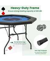 Foldable Poker Table with Padded Rails and Cup Holders
