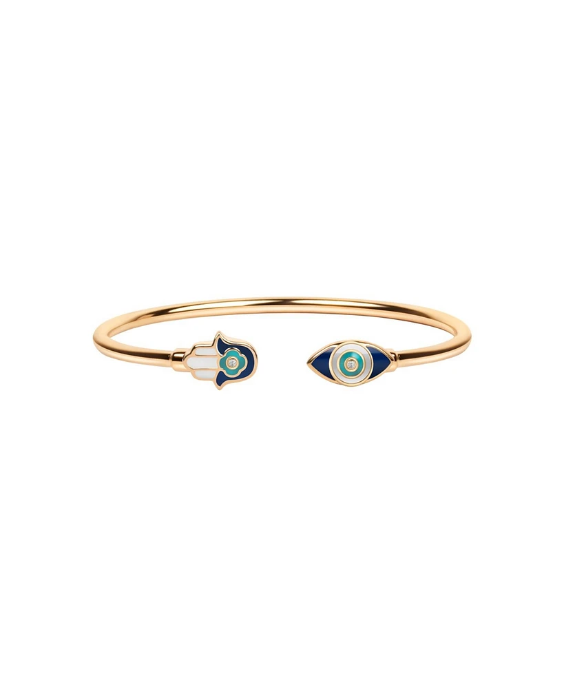 Positive Light Enamel Hamsa Evil Eye Cuff