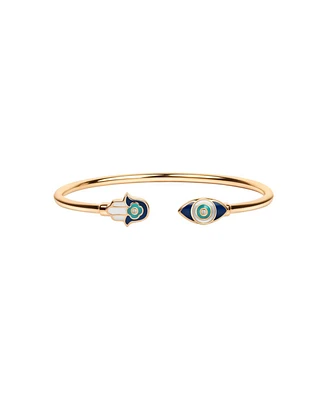 Positive Light Enamel Hamsa Evil Eye Cuff