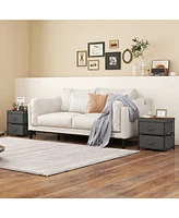 2-Drawer Nightstand with Fabric Bins and Pull Handles – Set of 2 Bedroom Storage Solutions