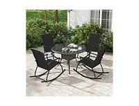 2 Pieces Outdoor Rocking Chairs with Breathable Backrest