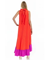 One33 Social Women's The Yolanda Fuchsia Orange High-Low Maxi Dress