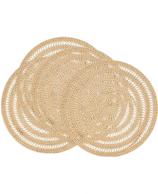 Saro Lifestyle Natural Weave Rattan Placemats, 15" Round