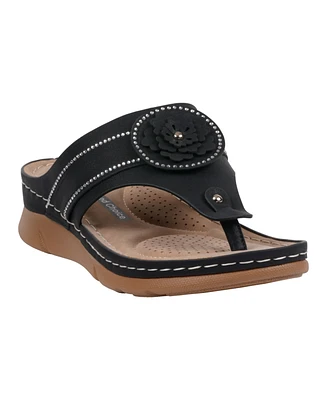 Gc Shoes Women's Vickie Flower Thong Flat Sandals