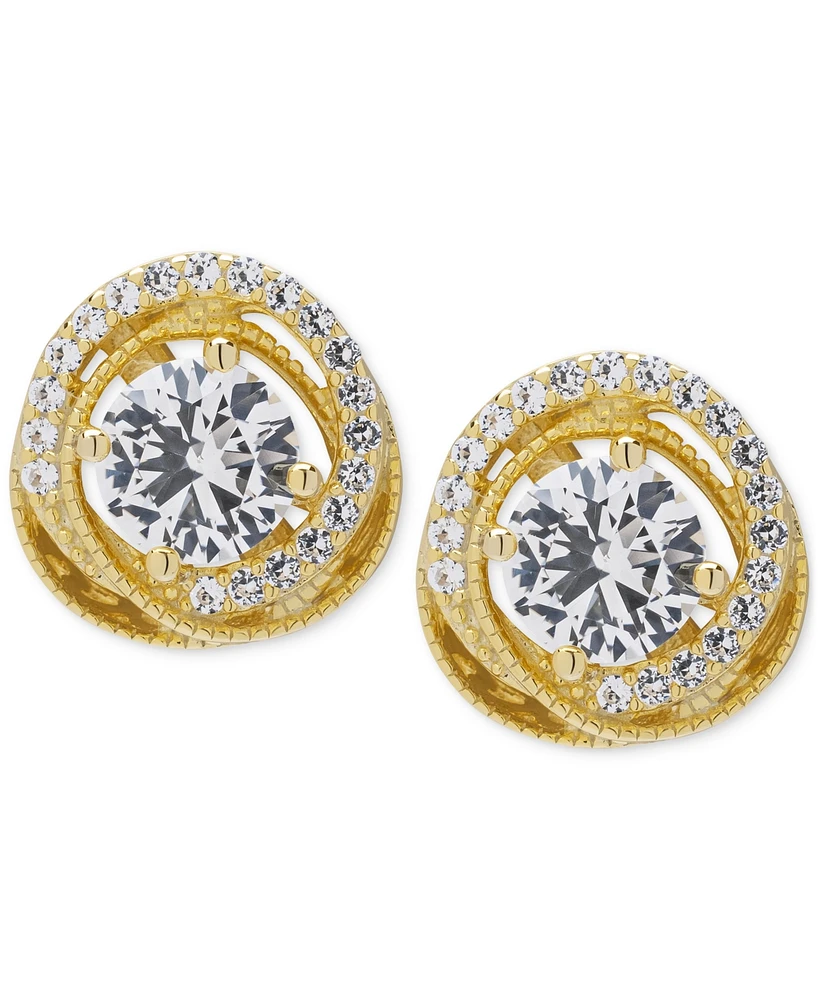 Lab Grown White Sapphire Love Knot Stud Earrings (1-1/2 ct. t.w.) in 14k Gold-Plated Sterling Silver