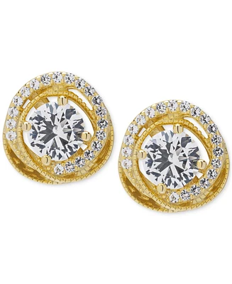 Lab Grown White Sapphire Love Knot Stud Earrings (1-1/2 ct. t.w.) in 14k Gold-Plated Sterling Silver